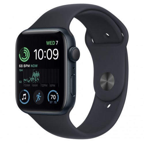 Apple Watch SE 2 44 мм (алюминиевый корпус, полуночный/полуночный, спортивный силиконовый ремешок) фото 1