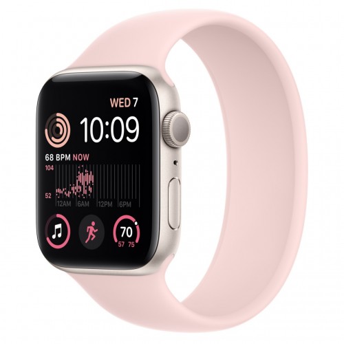 Apple Watch SE 2 44 мм (алюминиевый корпус, звездный свет/розовый мел, силиконовый ремешок)