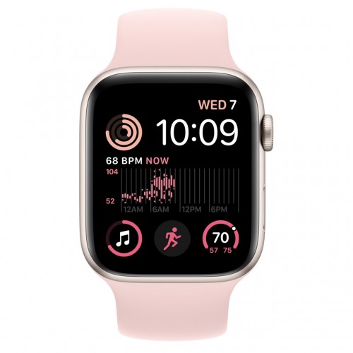 Apple Watch SE 2 44 мм (алюминиевый корпус, звездный свет/розовый мел, силиконовый ремешок) фото 2
