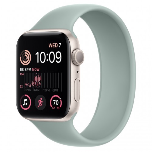 Apple Watch SE 2 44 мм (алюминиевый корпус, звездный свет/суккулент, силиконовый ремешок)
