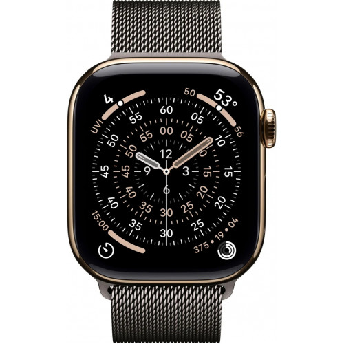 Apple Watch Series 11 LTE 42 мм (титановый корпус, золотистый/сланец, миланская петля) фото 2