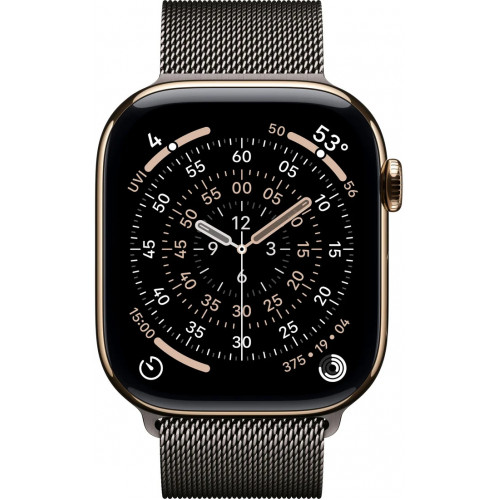 Apple Watch Series 11 LTE 46 мм (титановый корпус, золотистый/сланец, миланская петля) фото 2