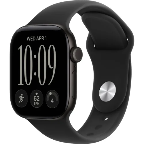 Apple Watch Series 12 42 мм (алюминиевый корпус, черный/черный, спортивный силиконовый ремешок M/L) фото 1
