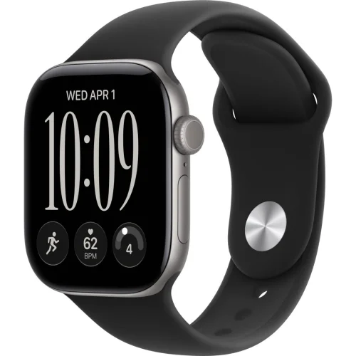 Apple Watch Series 12 42 мм (алюминиевый корпус, серый космос/черный, спортивный силиконовый ремешок S/M) фото 1