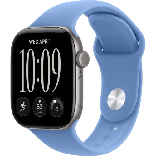 Apple Watch Series 12 42 мм (алюминиевый корпус, серый космос/синий, спортивный силиконовый ремешок S/M) фото 1