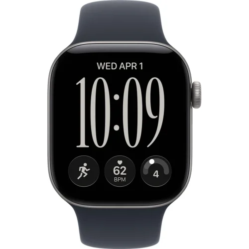 Apple Watch Series 12 42 мм (алюминиевый корпус, серый космос/темно-синий, спортивный силиконовый ремешок M/L) фото 2