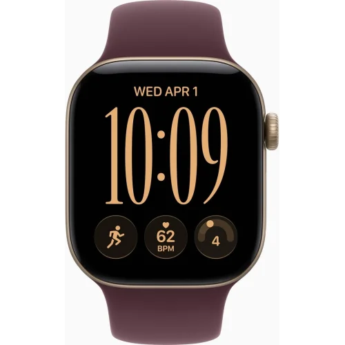 Apple Watch Series 12 42 мм (алюминиевый корпус, светлое золото/бургунди, спортивный силиконовый ремешок S/M) фото 2