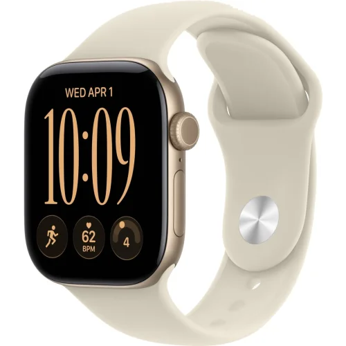 Apple Watch Series 12 42 мм (алюминиевый корпус, светлое золото/песочный, спортивный силиконовый ремешок S/M) фото 1