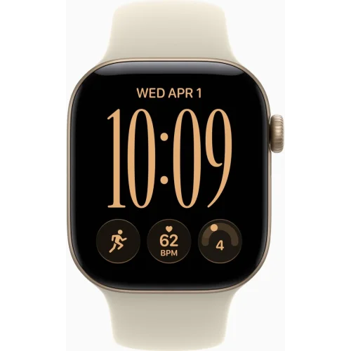 Apple Watch Series 12 42 мм (алюминиевый корпус, светлое золото/песочный, спортивный силиконовый ремешок S/M) фото 2