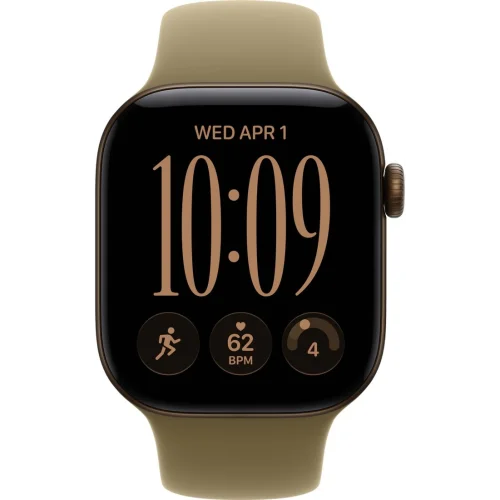 Apple Watch Series 12 42 мм (алюминиевый корпус, темная бронза/оливковый, спортивный силиконовый ремешок M/L) фото 2