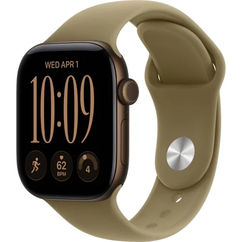 Apple Watch Series 12 42 мм (алюминиевый корпус, темная бронза/оливковый, спортивный силиконовый ремешок S/M) фото 1
