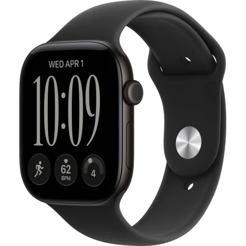 Apple Watch Series 12 46 мм (алюминиевый корпус, черный/черный, спортивный силиконовый ремешок S/M) фото 1