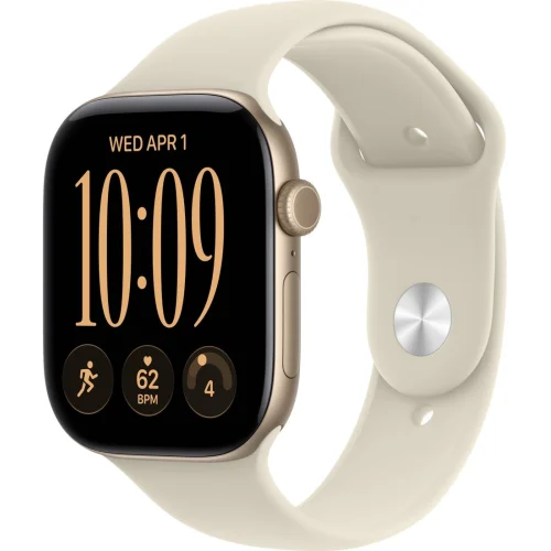 Apple Watch Series 12 46 мм (алюминиевый корпус, светлое золото/песочный, спортивный силиконовый ремешок S/M) фото 1