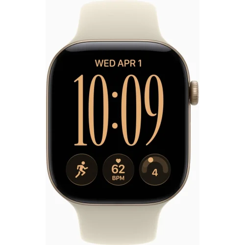 Apple Watch Series 12 46 мм (алюминиевый корпус, светлое золото/песочный, спортивный силиконовый ремешок S/M) фото 2