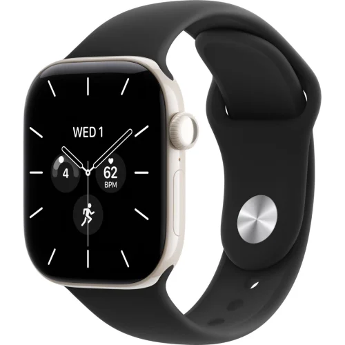 Apple Watch Series 12 LTE 42 мм (керамический корпус, жемчужно-белый/черный, спортивный силиконовый ремешок S/M) фото 1