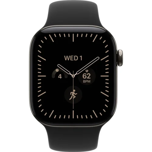 Apple Watch Series 12 LTE 42 мм (титановый корпус, природный/черный, спортивный силиконовый ремешок S/M) фото 2