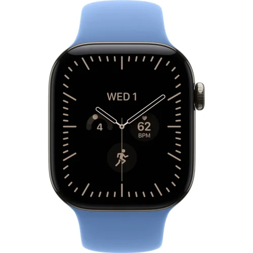 Apple Watch Series 12 LTE 42 мм (титановый корпус, природный/синий, спортивный силиконовый ремешок S/M) фото 2