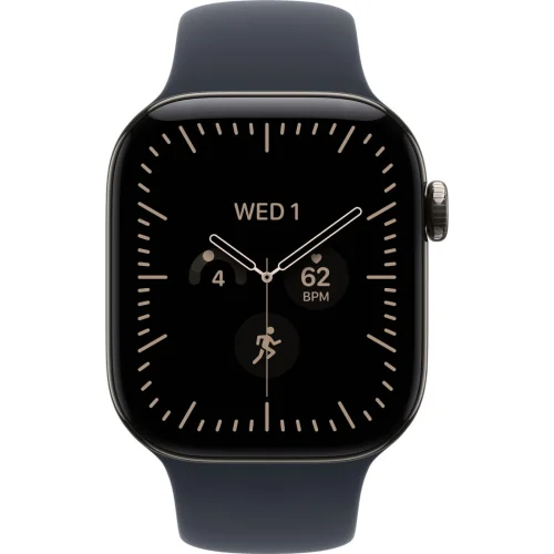 Apple Watch Series 12 LTE 42 мм (титановый корпус, природный/темно-синий, спортивный силиконовый ремешок M/L) фото 2