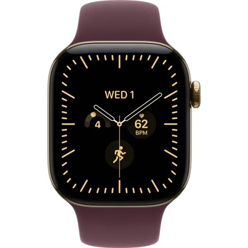 Apple Watch Series 12 LTE 42 мм (титановый корпус, сияющее золото/бургунди, спортивный силиконовый ремешок M/L) фото 2