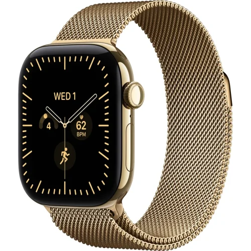 Apple Watch Series 12 LTE 42 мм (титановый корпус, сияющее золото/сияющее золото, миланский браслет) фото 1