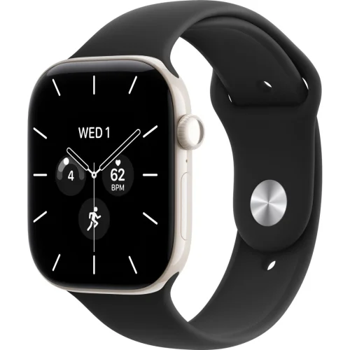 Apple Watch Series 12 LTE 46 мм (керамический корпус, жемчужно-белый/черный, спортивный силиконовый ремешок S/M) фото 1