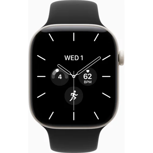 Apple Watch Series 12 LTE 46 мм (керамический корпус, жемчужно-белый/черный, спортивный силиконовый ремешок S/M) фото 2