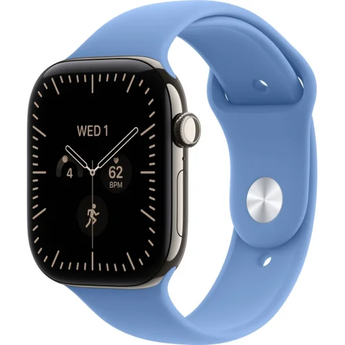 Apple Watch Series 12 LTE 46 мм (титановый корпус, природный/синий, спортивный силиконовый ремешок S/M) фото 1