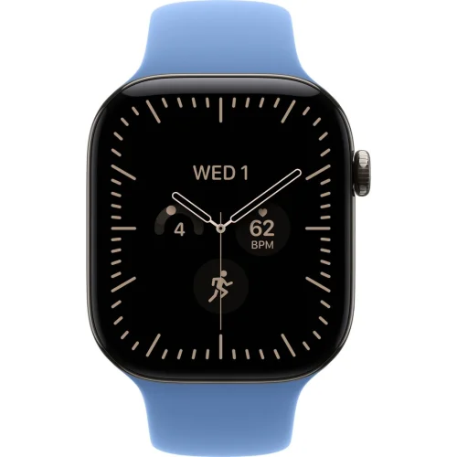 Apple Watch Series 12 LTE 46 мм (титановый корпус, природный/синий, спортивный силиконовый ремешок S/M) фото 2
