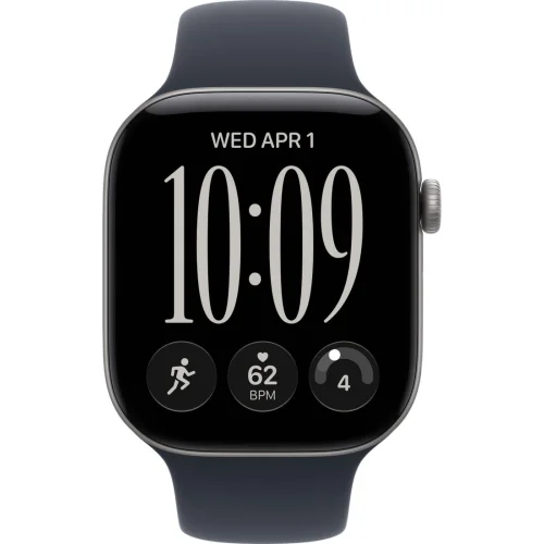Apple Watch Series 12 LTE 46 мм (титановый корпус, природный/темно-синий, спортивный силиконовый ремешок M/L) фото 2