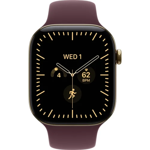 Apple Watch Series 12 LTE 46 мм (титановый корпус, сияющее золото/бургунди, спортивный силиконовый ремешок S/M) фото 2