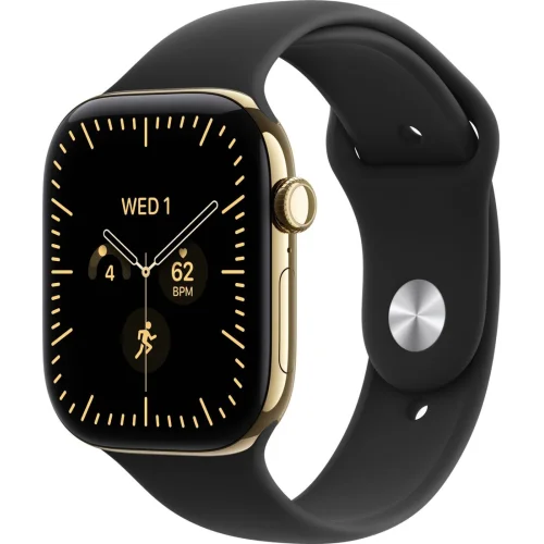 Apple Watch Series 12 LTE 46 мм (титановый корпус, сияющее золото/черный, спортивный силиконовый ремешок S/M) фото 1