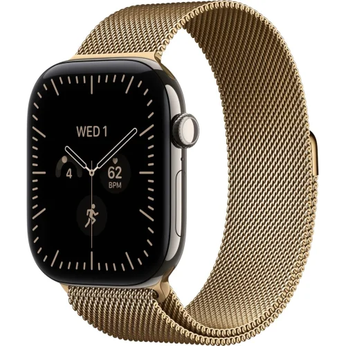 Apple Watch Series 12 LTE 46 мм (титановый корпус, сияющее золото/сияющее золото, миланский браслет) фото 1