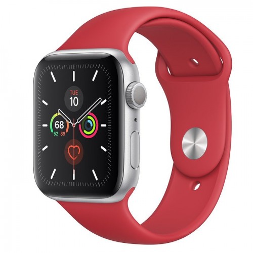 Apple Watch Series 5 44 мм (серебристый алюминий/красный спортивный)