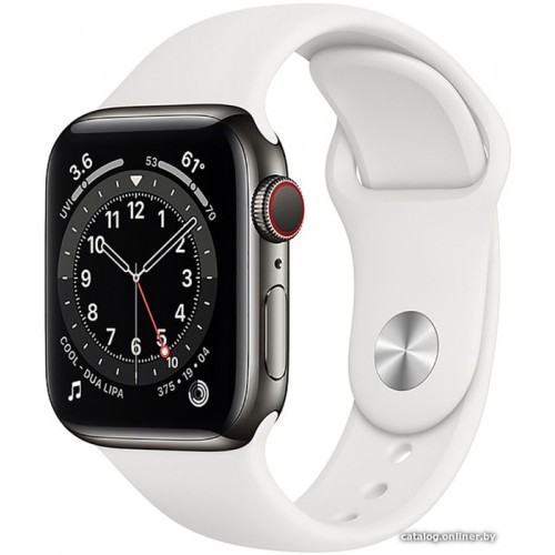Apple Watch Series 6 LTE 40 мм (сталь графитовый/белый спортивный) фото 1