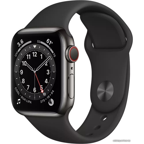 Apple Watch Series 6 LTE 40 мм (сталь графитовый/черный спортивный) фото 1
