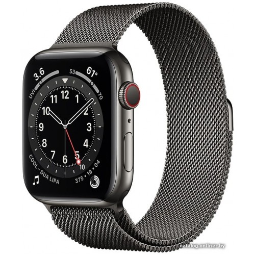 Apple Watch Series 6 LTE 44 мм (сталь графитовый/миланский черный)