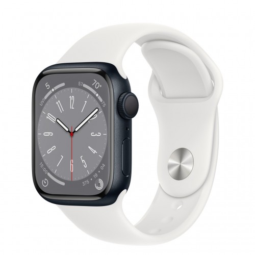 Apple Watch Series 8 41 мм (алюминиевый корпус, полуночный/белый, спортивный силиконовый ремешок)