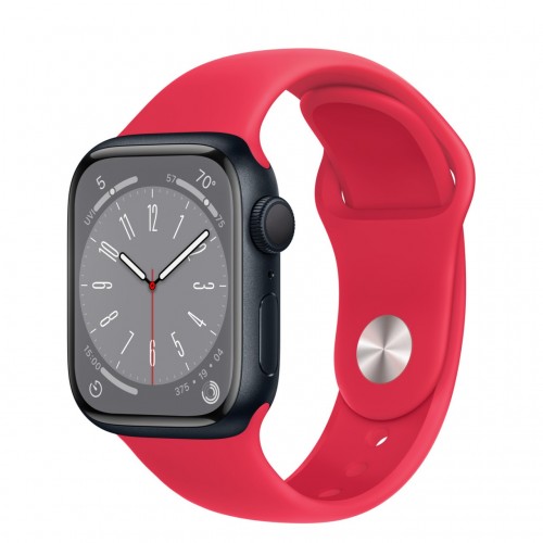 Apple Watch Series 8 41 мм (алюминиевый корпус, полуночный/красный, спортивный силиконовый ремешок) фото 1