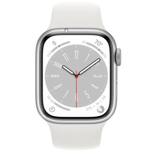 Apple Watch Series 8 41 мм (алюминиевый корпус, серебристый/белый, спортивный силиконовый ремешок) фото 2