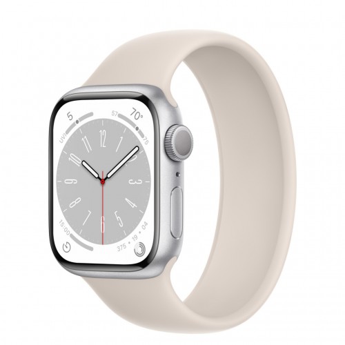 Apple Watch Series 8 41 мм (алюминиевый корпус, серебристый/звездный свет, силиконовый ремешок)