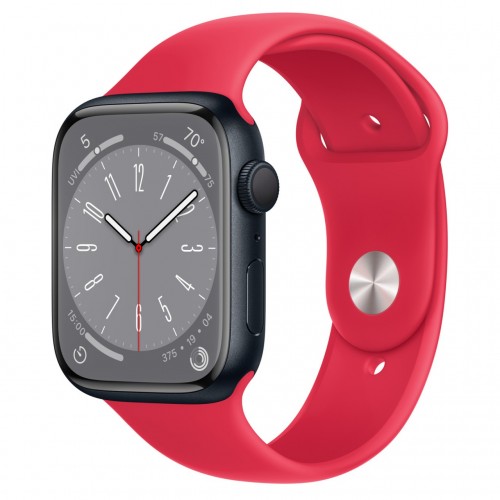 Apple Watch Series 8 45 мм (алюминиевый корпус, полуночный/красный, спортивный силиконовый ремешок)