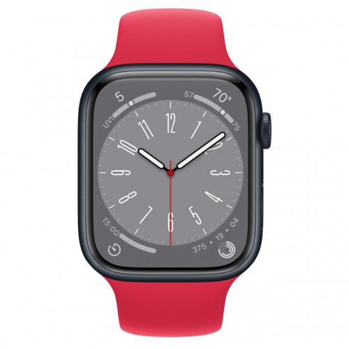 Apple Watch Series 8 45 мм (алюминиевый корпус, полуночный/красный, спортивный силиконовый ремешок) фото 2