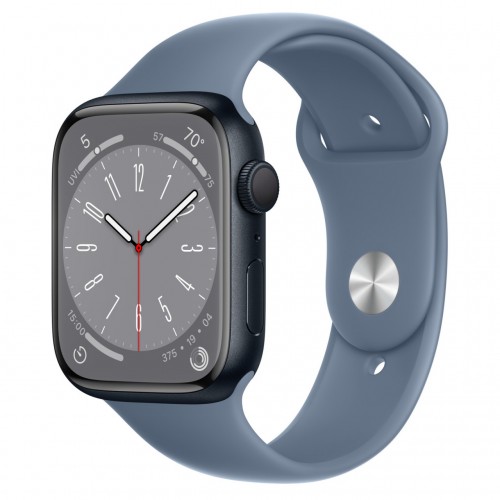 Apple Watch Series 8 45 мм (алюминиевый корпус, полуночный/сланцево-синий, спортивный силиконовый ремешок) фото 1