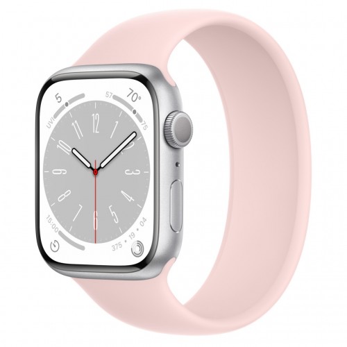 Apple Watch Series 8 45 мм (алюминиевый корпус, серебристый/розовый мел, силиконовый ремешок)