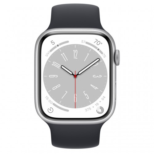 Apple Watch Series 8 45 мм (алюминиевый корпус, серебристый/темно-серый, силиконовый ремешок) фото 2