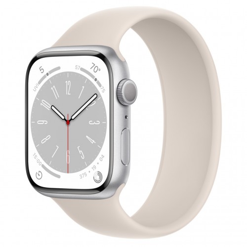 Apple Watch Series 8 45 мм (алюминиевый корпус, серебристый/звездный свет, силиконовый ремешок)