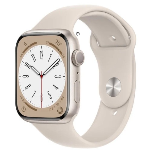 Apple Watch Series 8 45 мм (алюминиевый корпус, звездный свет/звездный свет, спортивный силиконовый ремешок)