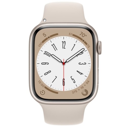 Apple Watch Series 8 45 мм (алюминиевый корпус, звездный свет/звездный свет, спортивный силиконовый ремешок) фото 2