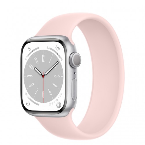 Apple Watch Series 8 LTE 41 мм (алюминиевый корпус, серебристый/розовый мел, силиконовый ремешок)