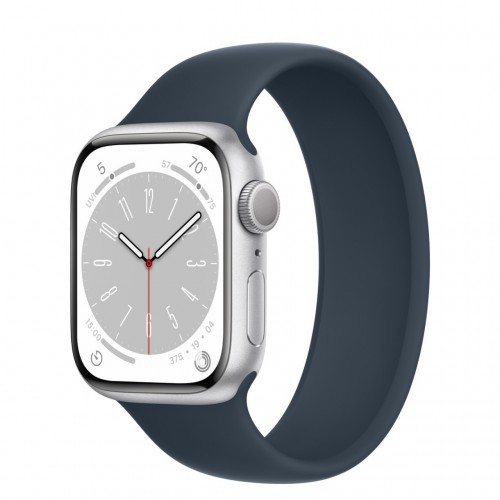 Apple Watch Series 8 LTE 41 мм (алюминиевый корпус, серебристый/синий шторм, силиконовый ремешок)